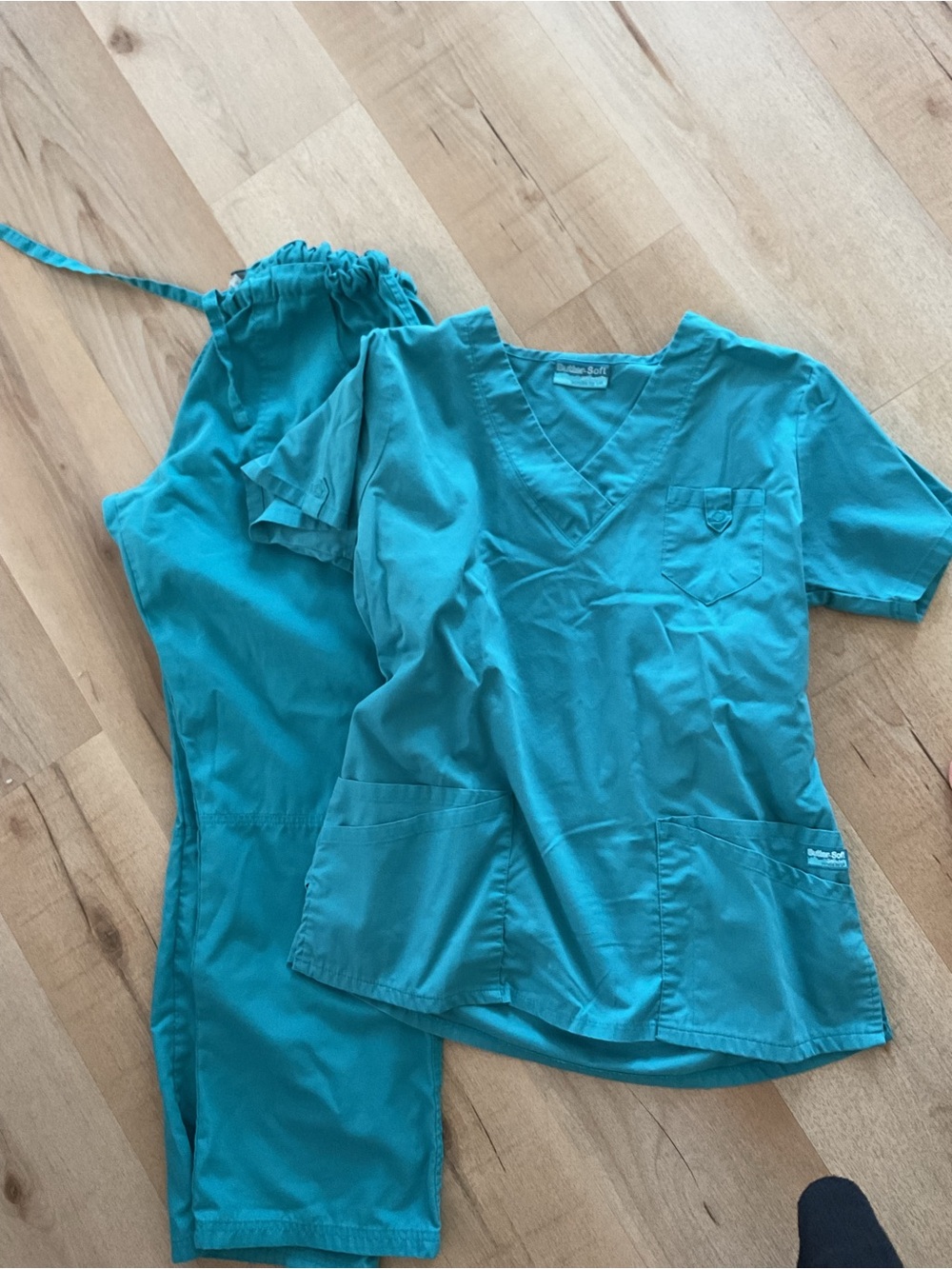 Butter soft set Teal V-Neck Medical Scrub Top and Pants Set